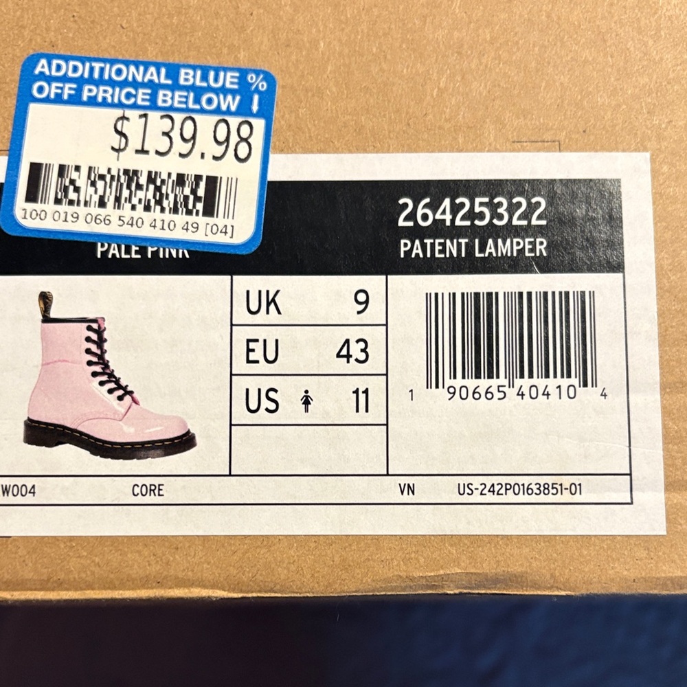 Dr. Martens Light Pink Combat Boots - Picture 2 of 6